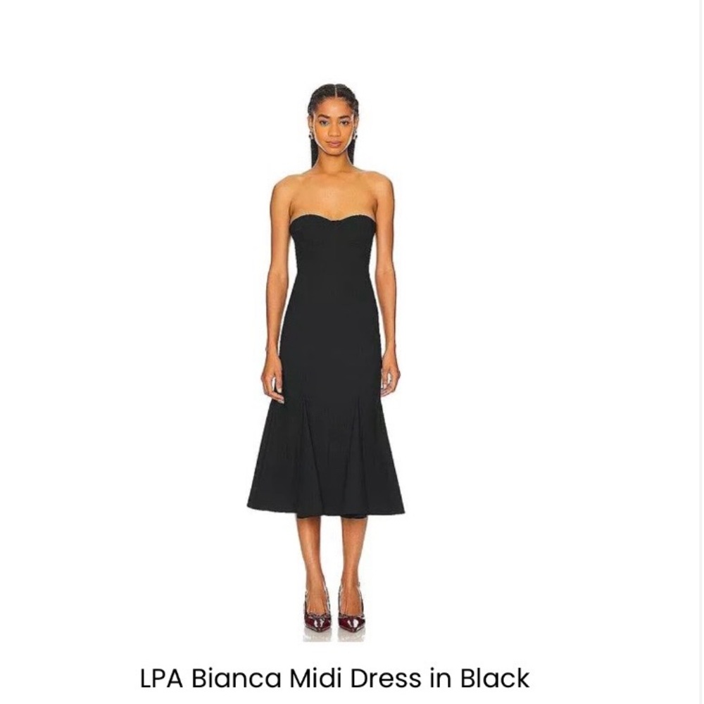 REVOLVE LPA Black Strapless Midi Dress